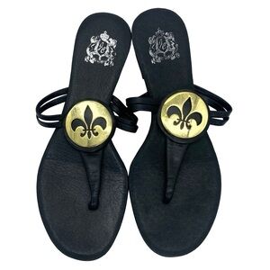 Jeffrey Campbell Fleur de Lis Collection Black and Gold Sandals Size 6